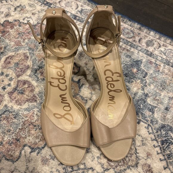 Sam Edelman Strappy Tan Beige Open Toe Heeled Sandals Women's Size 8.5 - Picture 2 of 6